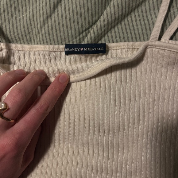 BRANDY MELVILLE Ribbed white square neck top - Picture 2 of 2